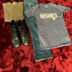 Boots, Shirt, Sweater and jeans